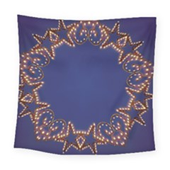 Blue Gold Look Stars Christmas Wreath Square Tapestry (large) by yoursparklingshop