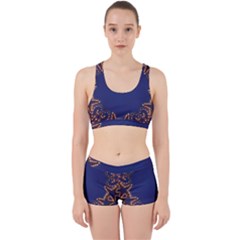 Blue Gold Look Stars Christmas Wreath Work It Out Sports Bra Set by yoursparklingshop
