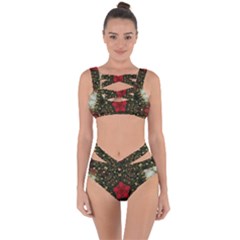 Christmas Wreath Stars Green Red Elegant Bandaged Up Bikini Set 