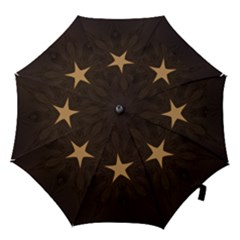 Rustic Elegant Brown Christmas Star Design Hook Handle Umbrellas (large) by yoursparklingshop