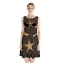 Rustic Elegant Brown Christmas Star Design Sleeveless Waist Tie Chiffon Dress View1