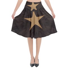 Rustic Elegant Brown Christmas Star Design Flared Midi Skirt by yoursparklingshop