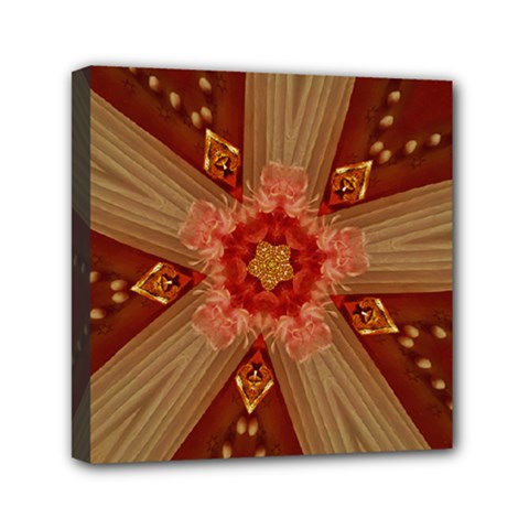 Red Star Ribbon Elegant Kaleidoscopic Design Mini Canvas 6  X 6  by yoursparklingshop