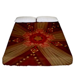 Red Star Ribbon Elegant Kaleidoscopic Design Fitted Sheet (california King Size) by yoursparklingshop