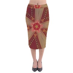 Red Star Ribbon Elegant Kaleidoscopic Design Velvet Midi Pencil Skirt by yoursparklingshop