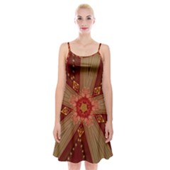 Red Star Ribbon Elegant Kaleidoscopic Design Spaghetti Strap Velvet Dress by yoursparklingshop