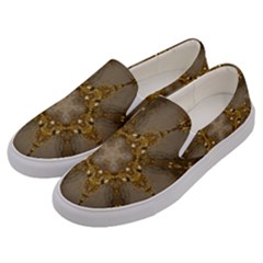 Golden Flower Star Floral Kaleidoscopic Design Men s Canvas Slip Ons by yoursparklingshop