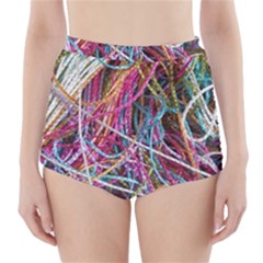 Funny Colorful Yarn Pattern High-waisted Bikini Bottoms by yoursparklingshop