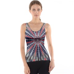 Red White Blue Kaleidoscopic Star Flower Design Tank Top by yoursparklingshop