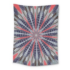 Red White Blue Kaleidoscopic Star Flower Design Medium Tapestry by yoursparklingshop