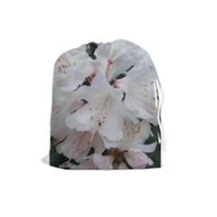 Floral Design White Flowers Photography Drawstring Pouches (large)  by yoursparklingshop