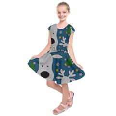 Cute Reindeer  Kids  Short Sleeve Dress by Valentinaart