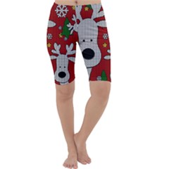 Cute Reindeer  Cropped Leggings  by Valentinaart