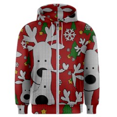 Cute Reindeer  Men s Zipper Hoodie by Valentinaart