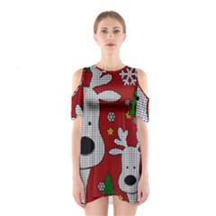 Cute Reindeer  Shoulder Cutout One Piece by Valentinaart