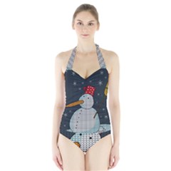 Snowman Halter Swimsuit