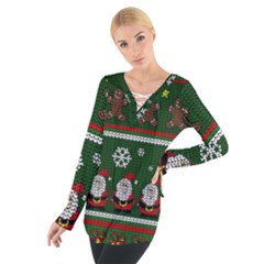 Ugly Christmas Sweater Tie Up Tee by Valentinaart