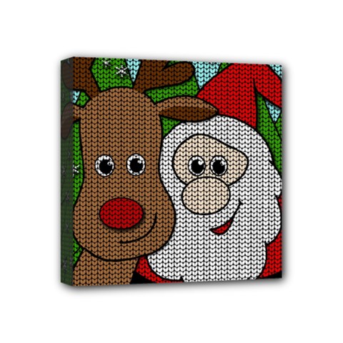Santa And Rudolph Selfie  Mini Canvas 4  X 4  by Valentinaart
