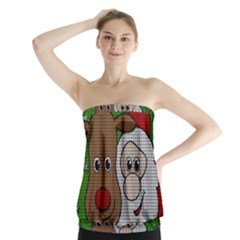 Santa And Rudolph Selfie  Strapless Top by Valentinaart