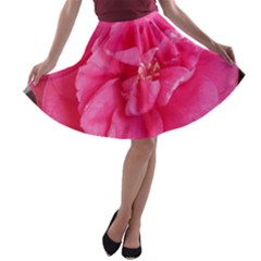 Pink Flower Japanese Tea Rose Floral Design A-line Skater Skirt by yoursparklingshop