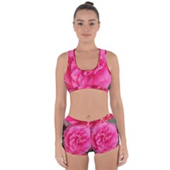 Pink Flower Japanese Tea Rose Floral Design Racerback Boyleg Bikini Set by yoursparklingshop