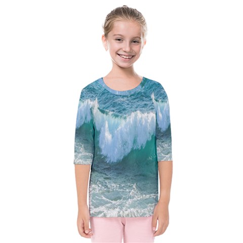 Awesome Wave Ocean Photography Kids  Quarter Sleeve Raglan Tee by yoursparklingshop