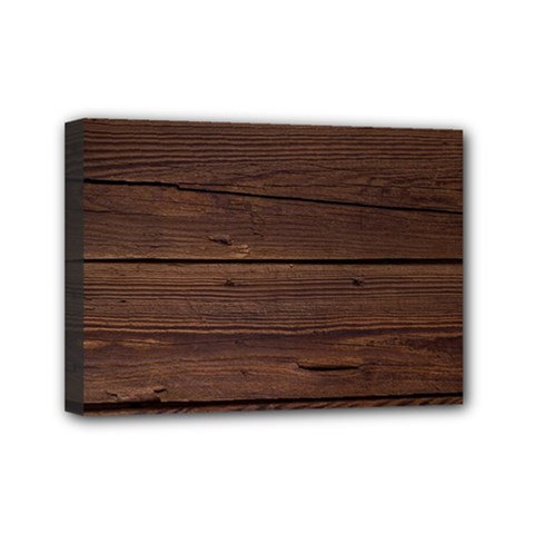 Rustic Dark Brown Wood Wooden Fence Background Elegant Mini Canvas 7  X 5  by yoursparklingshop