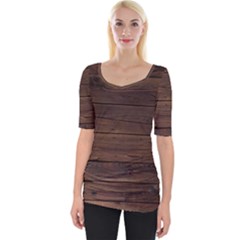 Rustic Dark Brown Wood Wooden Fence Background Elegant Wide Neckline Tee