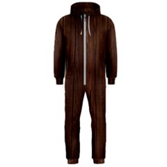 Rustic Dark Brown Wood Wooden Fence Background Elegant Natural Country Style Hooded Jumpsuit (men)  by yoursparklingshop