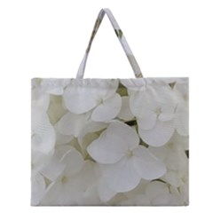 Hydrangea Flowers Blossom White Floral Elegant Bridal Chic Zipper Large Tote Bag