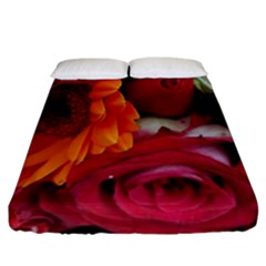 Floral Photography Orange Red Rose Daisy Elegant Flowers Bouquet Fitted Sheet (california King Size)