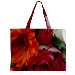 Floral Photography Orange Red Rose Daisy Elegant Flowers Bouquet Zipper Mini Tote Bag
