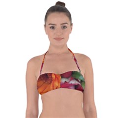 Floral Photography Orange Red Rose Daisy Elegant Flowers Bouquet Halter Bandeau Bikini Top