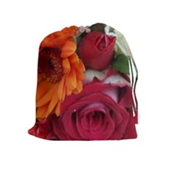 Floral Photography Orange Red Rose Daisy Elegant Flowers Bouquet Drawstring Pouches (extra Large)