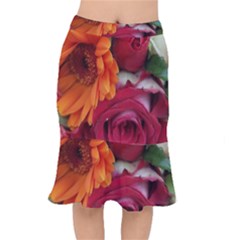 Floral Photography Orange Red Rose Daisy Elegant Flowers Bouquet Mermaid Skirt by yoursparklingshop