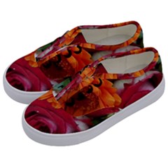 Floral Photography Orange Red Rose Daisy Elegant Flowers Bouquet Kids  Classic Low Top Sneakers