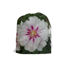 Floral Soft Pink Flower Photography Peony Rose Drawstring Pouches (large)  by yoursparklingshop