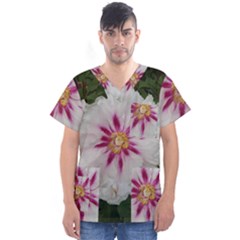 Floral Soft Pink Flower Photography Peony Rose Men s V-neck Scrub Top