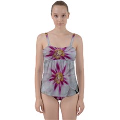 Floral Soft Pink Flower Photography Peony Rose Twist Front Tankini Set