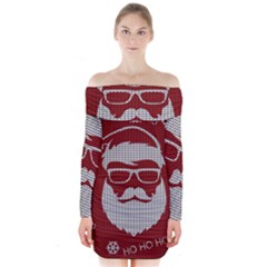 Ugly Christmas Sweater Long Sleeve Off Shoulder Dress by Valentinaart