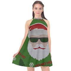 Ugly Christmas Sweater Halter Neckline Chiffon Dress  by Valentinaart