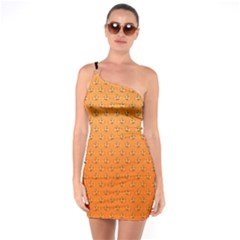 Jack O lantern Pumpkin One Shoulder Ring Trim Bodycon Dress by RespawnLARPer