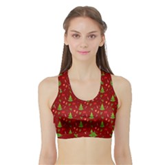 Christmas Pattern Sports Bra With Border by Valentinaart