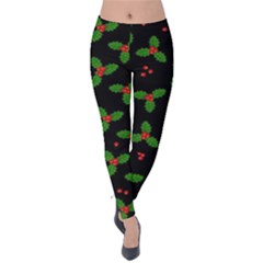 Christmas Pattern Velvet Leggings by Valentinaart