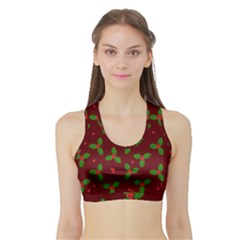 Christmas Pattern Sports Bra With Border by Valentinaart