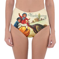 Vintage Thanksgiving Reversible High-waist Bikini Bottoms by Valentinaart