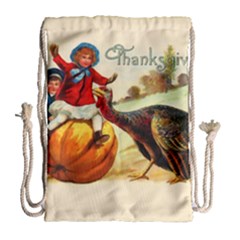 Vintage Thanksgiving Drawstring Bag (large) by Valentinaart