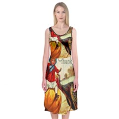 Vintage Thanksgiving Midi Sleeveless Dress by Valentinaart