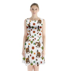 Thanksgiving turkey  Sleeveless Waist Tie Chiffon Dress