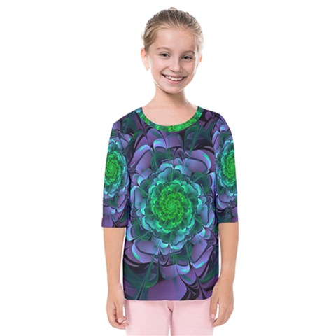 Beautiful Purple & Green Aeonium Arboreum Zwartkop Kids  Quarter Sleeve Raglan Tee by jayaprime